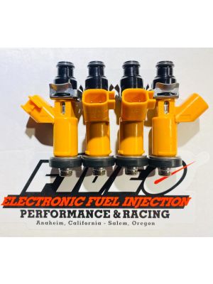Denso 2000 cc/min fuel injectors configured to fit Acura and Honda B-series engines.  Complete flow-balanced set with pigtail connectors included.